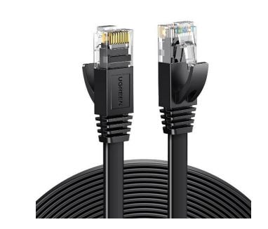 Flat nettverkskabel UGREEN Ethernet RJ45, Cat.6, UTP, 2m (svart)