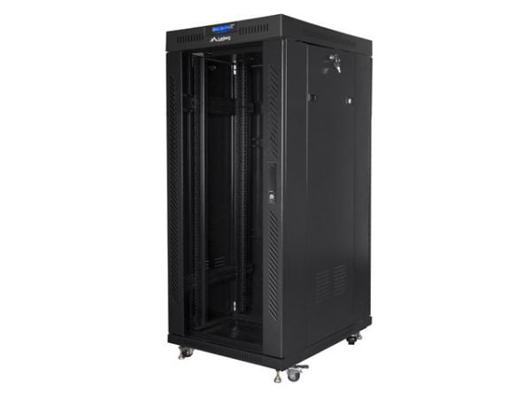 Lanberg - Rack skap - med 4 kjølevifter, display - svart, RAL 9004 - 27U - 19"