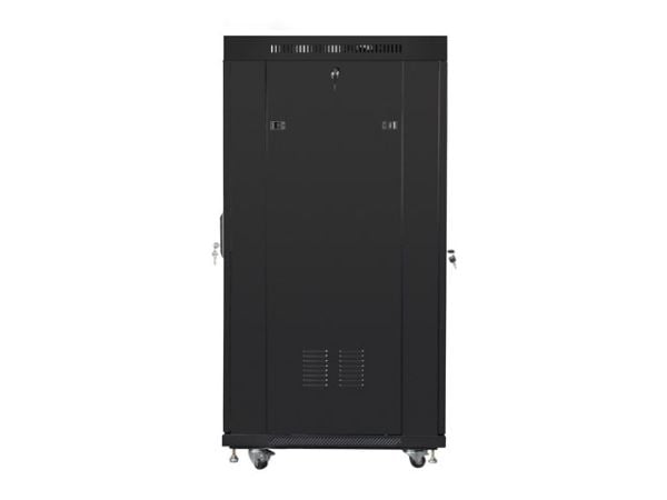 Lanberg - Rack skap - med 4 kjølevifter, display - svart, RAL 9004 - 27U - 19"