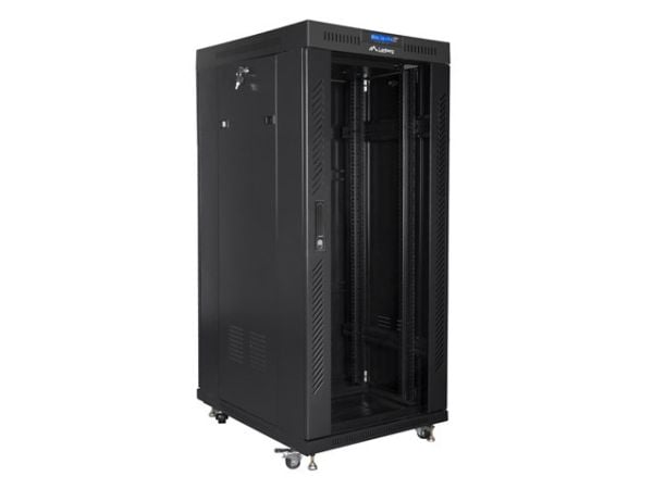 Lanberg - Rack skap - med 4 kjølevifter, display - svart, RAL 9004 - 27U - 19"