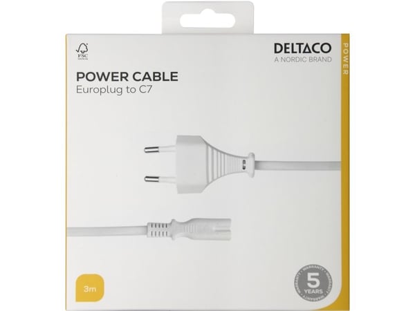 Deltaco 1902294, 3 m, CEE7/16, C7 forbinder