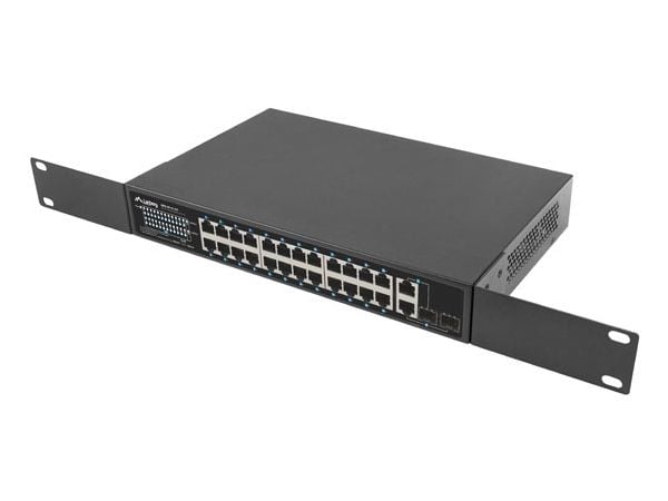 Lanberg RSFE-24P-2C-250, Uhåndtert, Gigabit Ethernet (10/100/1000), Strøm over Ethernet (PoE), Rack-montering, 1U