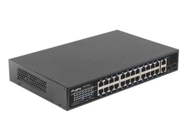 Lanberg RSFE-24P-2C-250, Uhåndtert, Gigabit Ethernet (10/100/1000), Strøm over Ethernet (PoE), Rack-montering, 1U