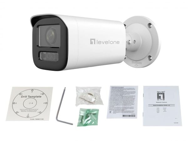LevelOne FCS-5222, IP-sikkerhetskamera, Inne & Ute, Koblet med ledninger (ikke trådløs), 120 dB, Vegg, Hvit
