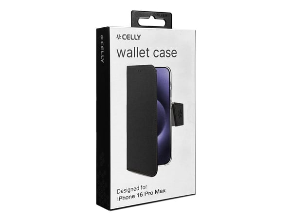 Celly WALLY1081, Lommebok-etui, Apple, iPhone 16 Pro Max, 17,5 cm (6.9"), Svart