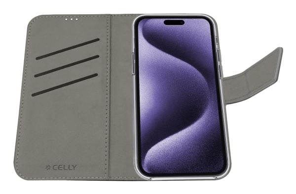 Celly WALLY1081, Lommebok-etui, Apple, iPhone 16 Pro Max, 17,5 cm (6.9"), Svart