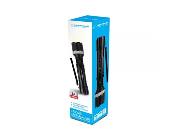 Esperanza Epione L, Hand flashlight, Black, Buttons, LED, 1 lamp(s), 1 W