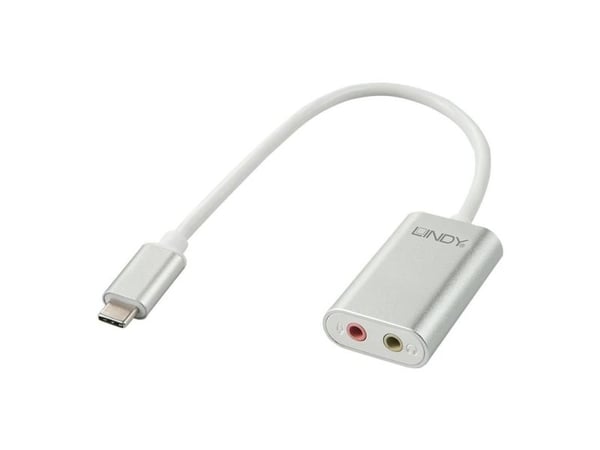 Lindy 42711, USB C, 3.5mm, Hvit, Hankjønn, Hunkjønn, 25 g