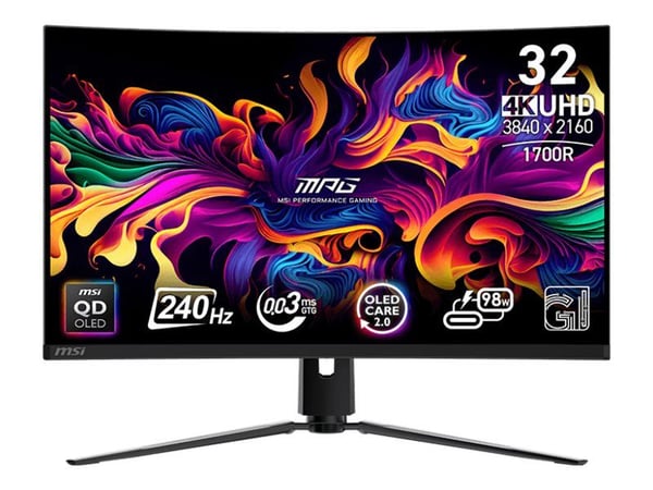 MSI MPG 321CURXDE QD-OLED - OLED-monitor - spel - böjd - 32" (31.5" visbar) - 3840 x 2160 UHD @ 240 Hz - 1000 cd/m² - 1500000:1 - DisplayHDR 400 Tr...