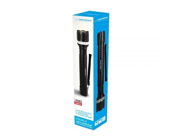 Esperanza Epione XL LED Flashlight, Lommelykt, Sort, Knapper, LED, 1 lamper, 1 W