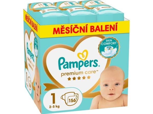 Pampers Premium Care Tape-bleier, 1 størrelse, 156 bleier, 2-5 kg