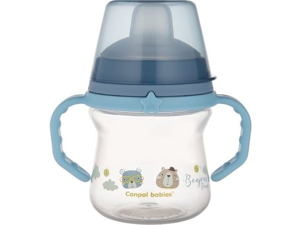 Canpol babies nappflaska FirstCup 150 ml med silikonpip BONJOUR PARIS (56/612_blu)