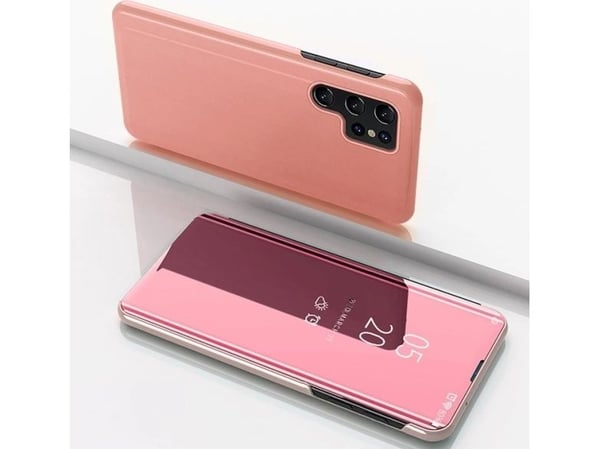 Clear View Case-deksel til Samsung Galaxy S25 Ultra deksel med klaff - rosa