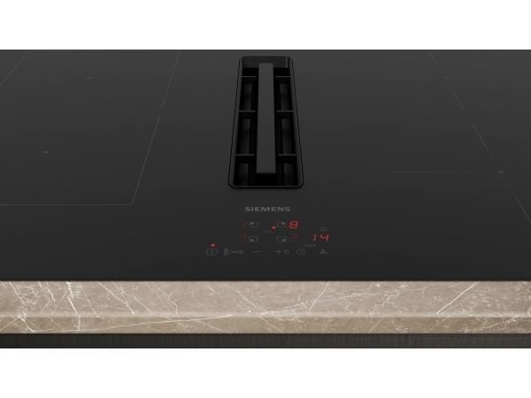 Siemens iQ300 ED811BS16E - Induksjonskomfyrtopp - 4 plater - Nisje - bredde: 75 cm - dybde: 49 cm - Klasse B - uten ramme - svart med fallvindeksos...