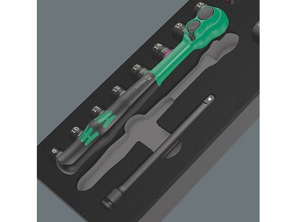 Wera 05150114001, Støpselsett, 3/8", Metrisk, 14 hoder, 8,10,11,12,13,14,15,16,17,18,19,21,22,24 mm, 405 mm