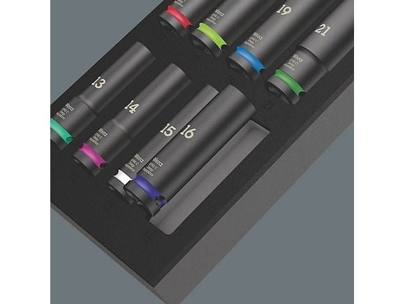 Wera 05150115001, Støpselsett, 1/2", Metrisk, 11 hoder, 13,14,15,16,17,18,19,21,22,24,27 mm, 405 mm