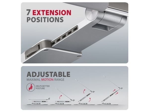 AXAGON STND-LR - Ställ för bärbar dator - 10" - 17" - grå