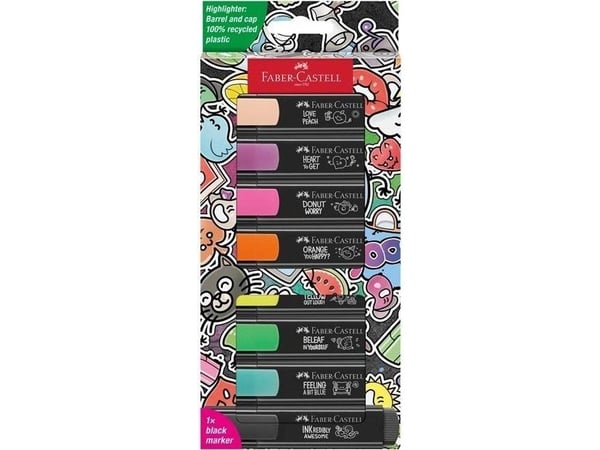 Faber-Castell Textliner Graffiti, 8 stykker, Beige, Svart, Blå, Grønn, Lyserosa, Oransje, Rosa, Gult, Meisel tupp, Plast, 1 mm, 5 mm