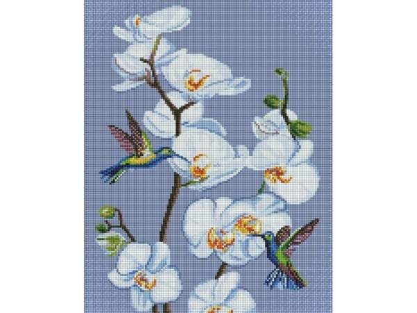 Diamantmosaikk - Blomstrende orkideer 40x50 cm
