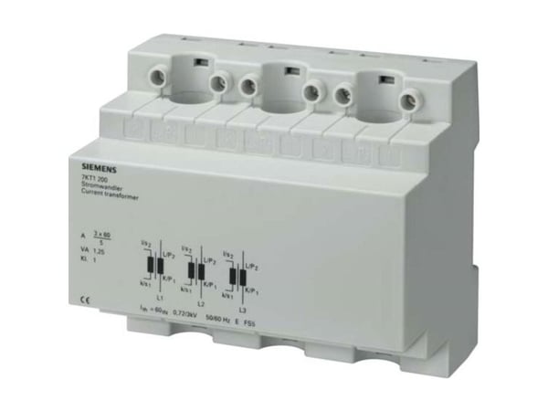 Siemens 7KT1202 Strömtransformator 3-fas Primärström: 150 A Sekundärström: 5 A Kabelgenomföring Ø: 13 mm Skruvfäste 1 st