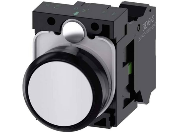 Siemens 3SU11000AB603BA0 3SU1100-0AB60-3BA0 Painike Eturengas muovia, pyöreä Painike Musta, valkoinen 1 kpl 1 kpl