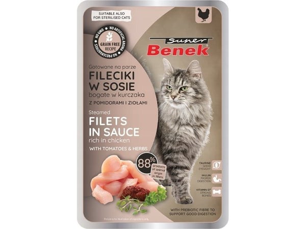 CERTECH SUPER BENEK SASZ.KOT 85 g kyllingfileter i saus med tomater (ca 28)