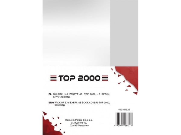 TOP2000 pärm till skrivbok A5 PP kristall, 5 st