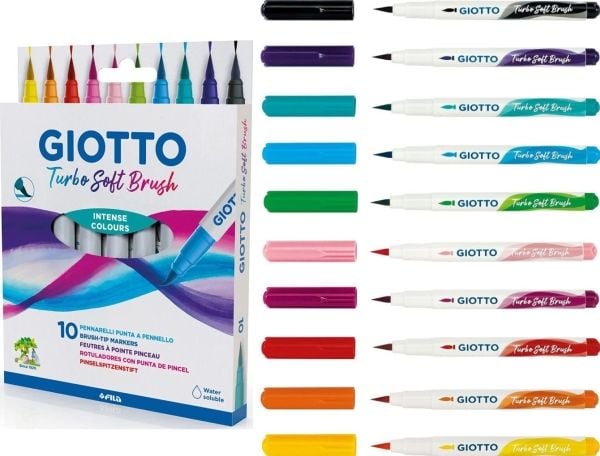 Fila turbo soft brush markers 10 intensiivistä väriä Giotto