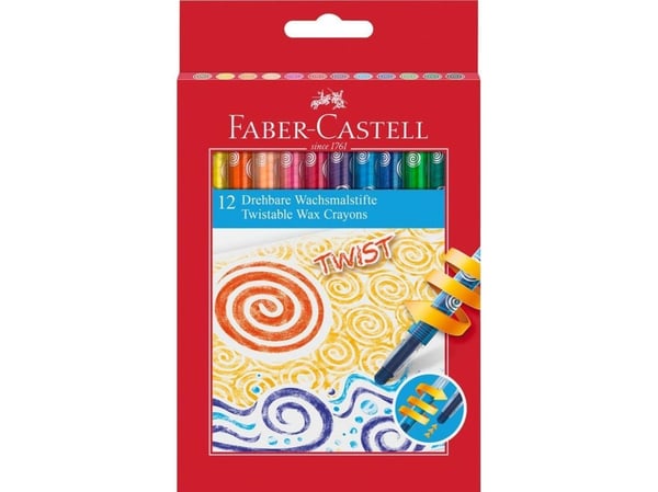 Faber-Castell voksfargestifter, uttrekkbare 12 farger