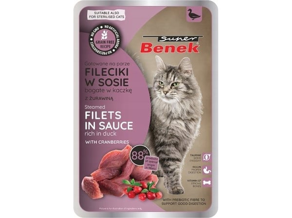 CERTECH SUPER BENEK SASZ.KOT 85 g filéer i sås med anka & tranbär