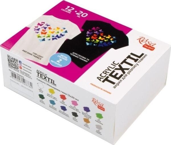 ROSA tekstilmaling Heart 20 ml 12 farger