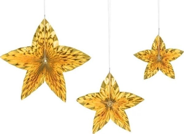 PartyDeco dekorasjonsrosetter stjerner, gull one size