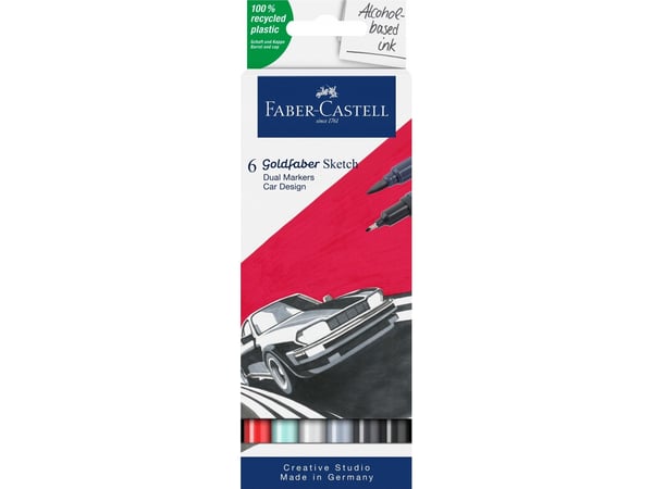 Faber-Castell 164813, Flerfarget, Fint, Resirkulert plast, 0,6 mm, Pappeske, 6 stykker