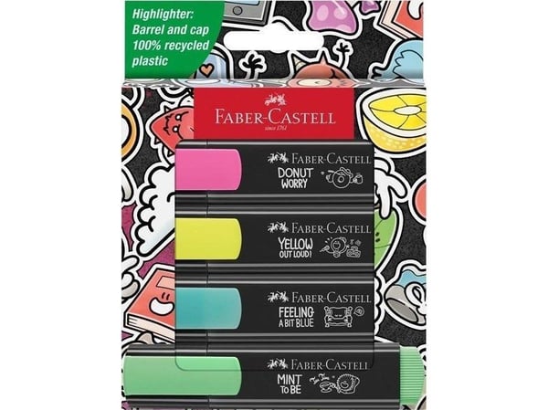 Faber-Castell Textliner Graffiti, 4 stykker, Blå, Grønn, Rosa, Gult, Meisel tupp, Plast, 1 mm, 5 mm