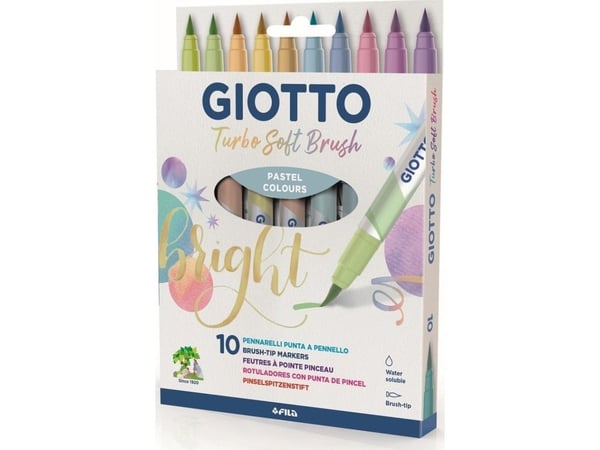 Giotto F426900, Fint, 10 farger, Assorterte farger, Pensel tupp, Assorterte farger, Rund
