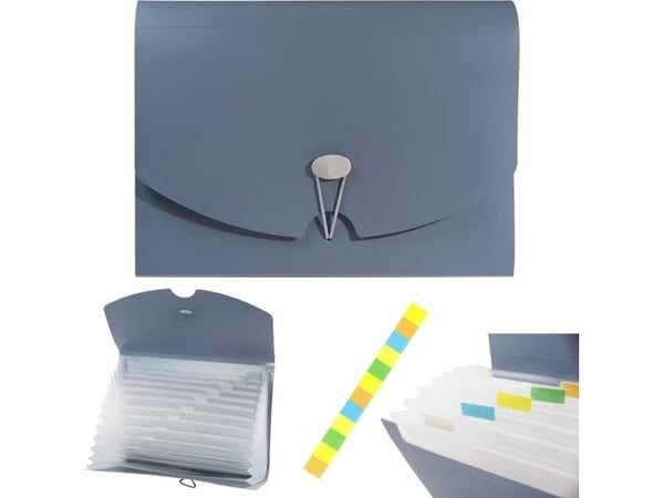 Biurfol harmonikmappe/organizer A4 med strikk 13 rom