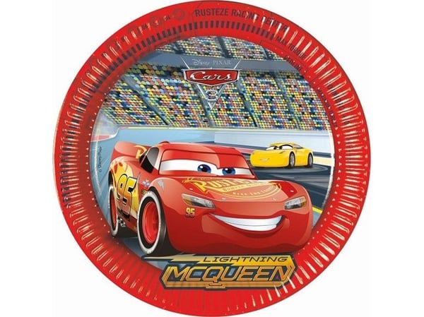 Autot 3 paperilautasta, 23 cm