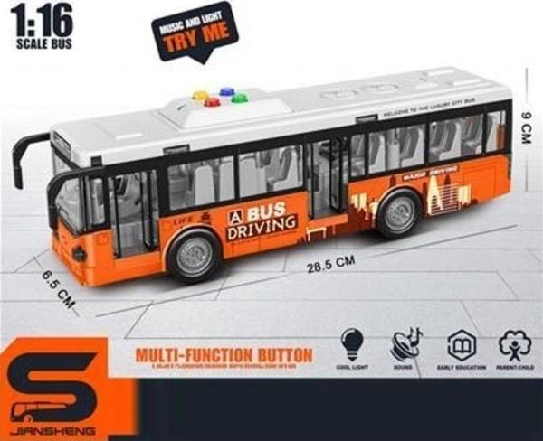 Svensk buss med lyd og lys