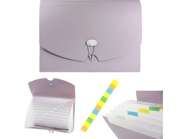 Biurfol harmonikamappe/organizer i A4 med strikk 13 rom