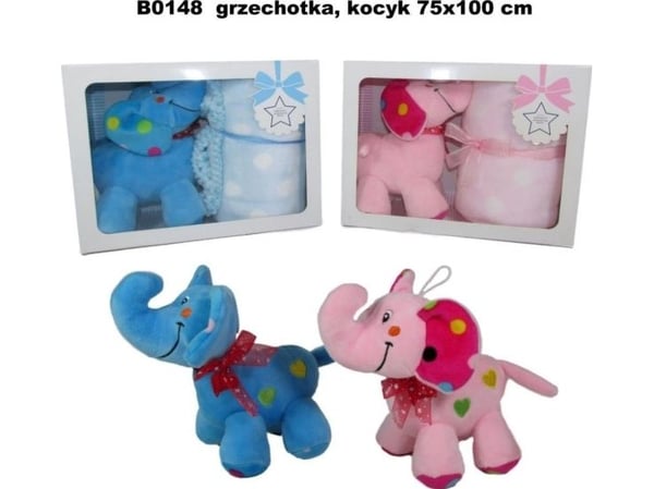 Elefant med rangle og pledd 75x100cm MIX