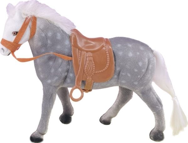 Plysjgrå prikkete hest (flocked)