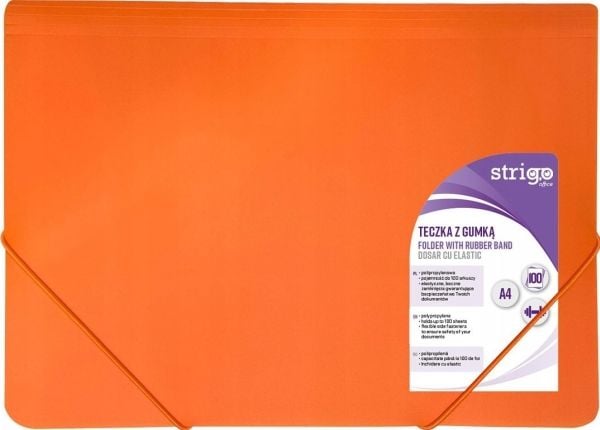 A4 PP neon oransje gummibåndmappe STRIGO