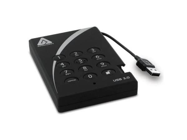 Apricorn Aegis Padlock 3.0 A25-3PL256-500 - Harddisk - kryptert - 500 GB - ekstern (bærbar) - 2.5" - USB 3.0 - 5400 rpm - buffer: 8 MB - FIPS 197