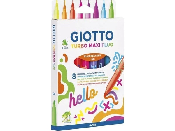 Giotto F453800, 8 väriä, Valikoidut värit, Pyöreä pää, 5 mm, Monivärinen, Pyöreä
