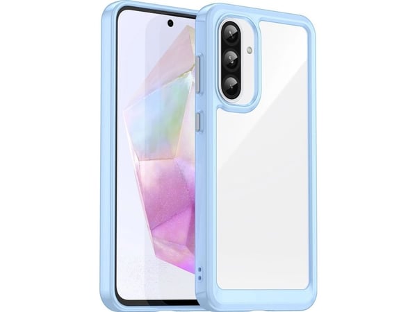 Outer Space-etui til Samsung Galaxy A56 med fleksibel ramme - blå