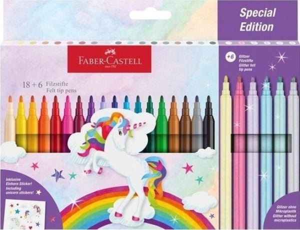 Faber-Castell Special Edition Unicorn - Felt-tip pen - permanent - for kartong, tre - vannbasert blekk (en pakke 24)