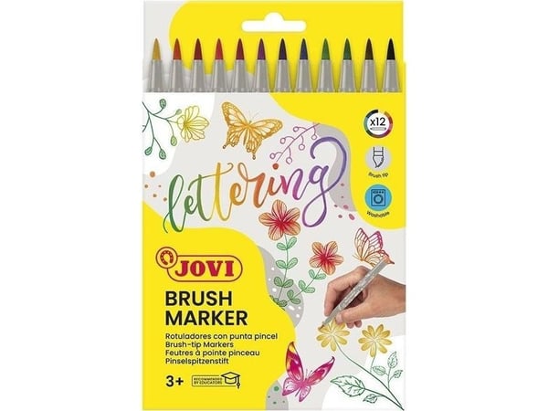 Jovi penselmarker Brush-spiss med pensel 12 stk JOVI