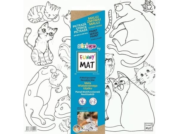 Strigo lek-/golvmatta vit katter Funny Mat STRIGO