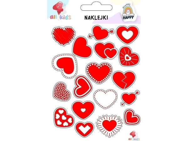 Klistremerker for barn Valentinsdag 4 hjerter