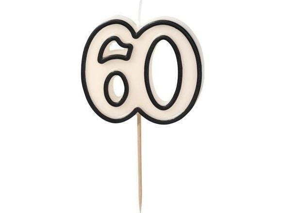 Bursdagslys 60 hvit og sort 5,5cm